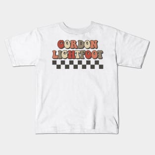 Gordon Lightfoot Checkered Retro Groovy Style Kids T-Shirt